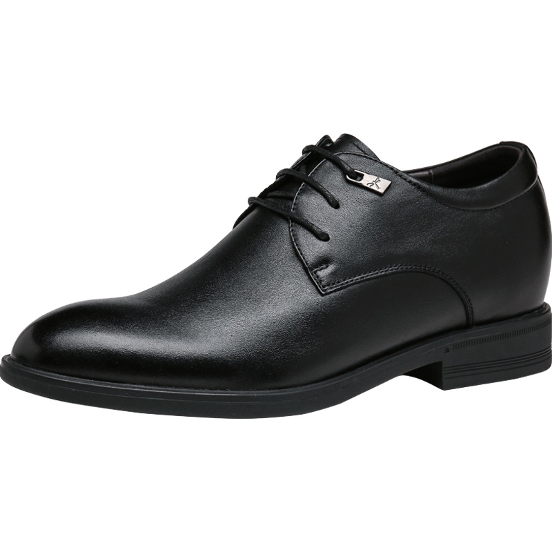 红蜻蜓男鞋秋季新款英伦商务正装鞋尖头系带内增高男士皮鞋子