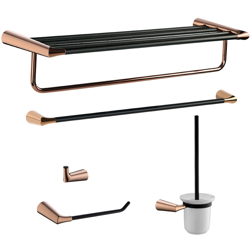 Vancoco毛巾架不锈钢置物架304不锈钢黑色浴巾架卫生间浴室卫浴五金挂件套装