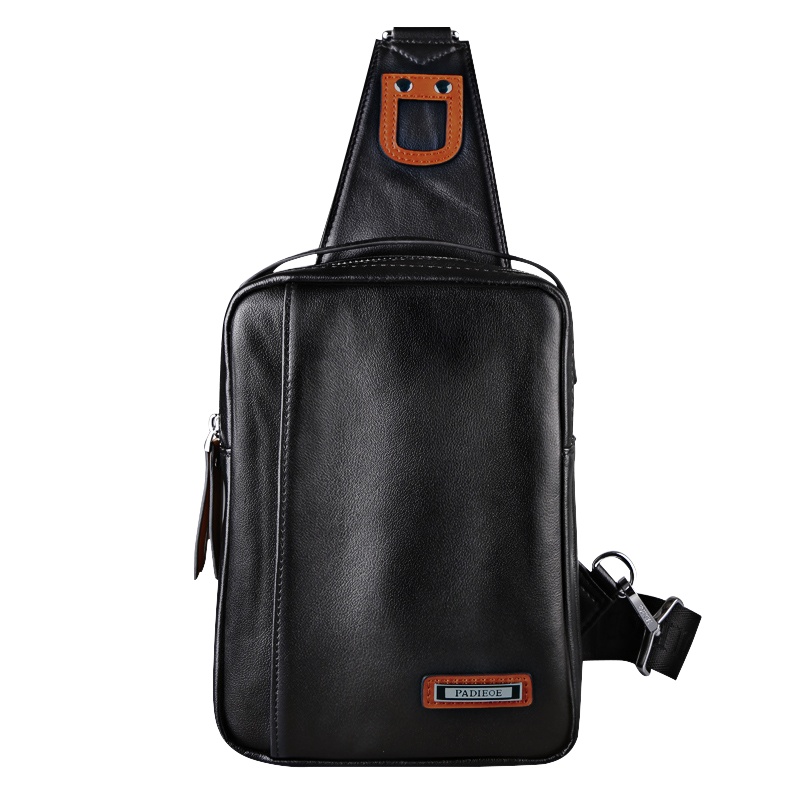 【顺丰配送】Padieoe真皮胸包男士2017新款潮斜挎包单肩包多功能腰包男商务休闲包斜肩