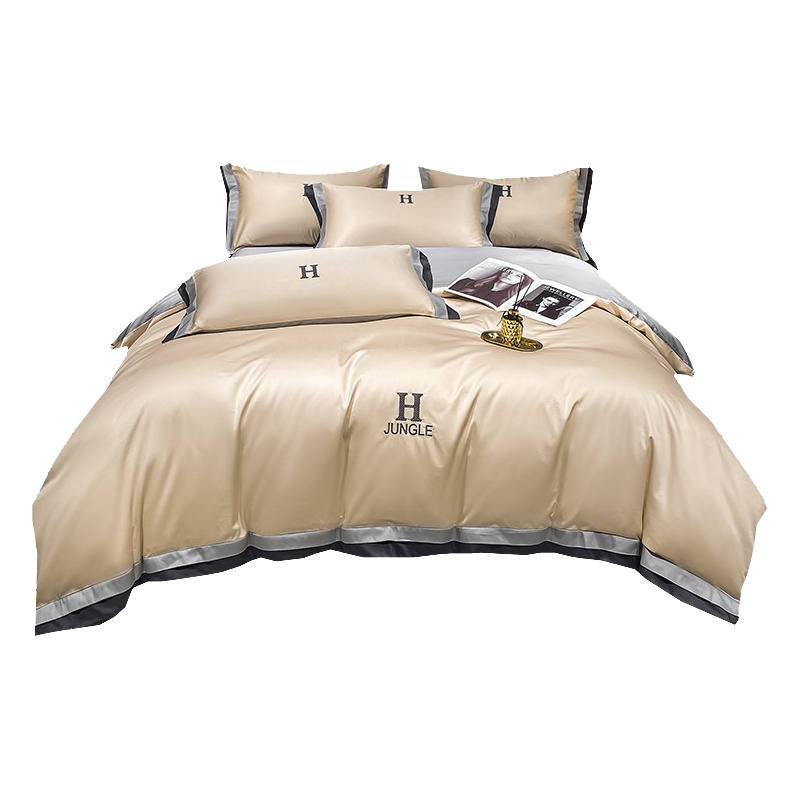 婵思 希尔芙系列纯棉四件套西尔芙-浅豆沙 220*240cm