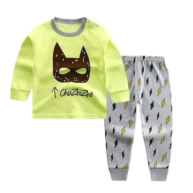 儿童纯棉长袖套装1-10岁春秋新款纯棉中大童秋衣秋裤长袖肩扣家居童装