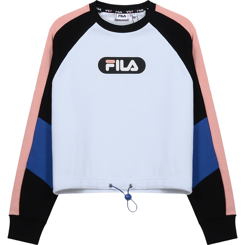 FILA 斐乐 女士 棉/聚酯纤维短款圆领长袖卫衣运动衫 687942