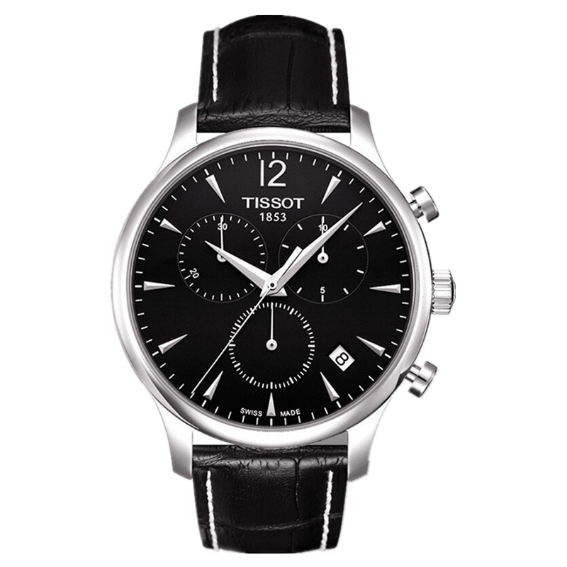 天梭(TISSOT)手表 俊雅系列 商务休闲 时尚石英男表 多功能三眼计时 日历T063.617.16.057.00
