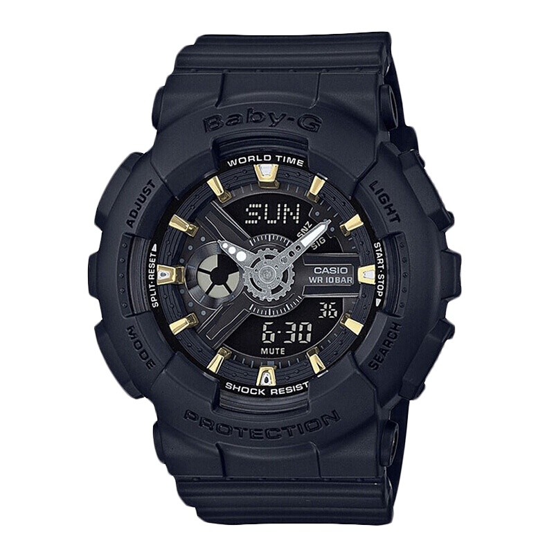 卡西欧(CASIO)手表 BABY-G 女士防震防水运动手表 夜光石英表女表 BA-110GA-1A