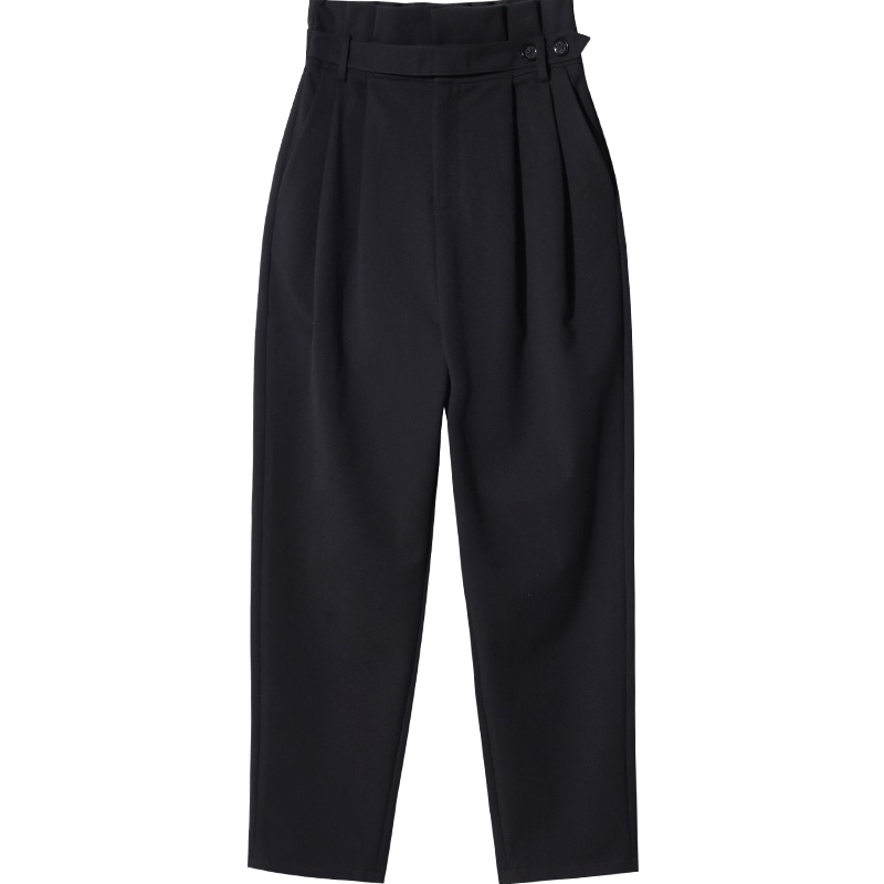 娅丽达女裤直筒裤女黑色休闲裤子宽松大码女士2019秋季新款裤子I3828