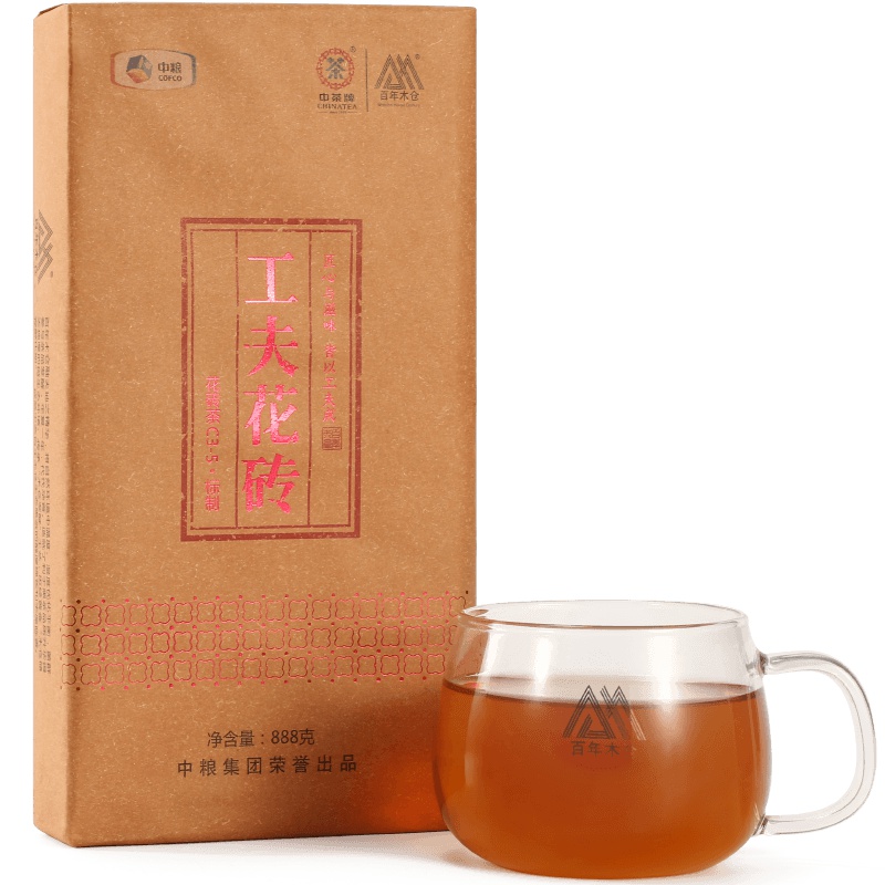 中茶 百年木仓 湖南安化黑茶 花砖茶 工夫花砖 888g