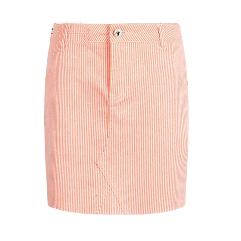 拉夏贝尔Candies夏季新款小清新条纹显瘦亮色a字裙短裙女30072177