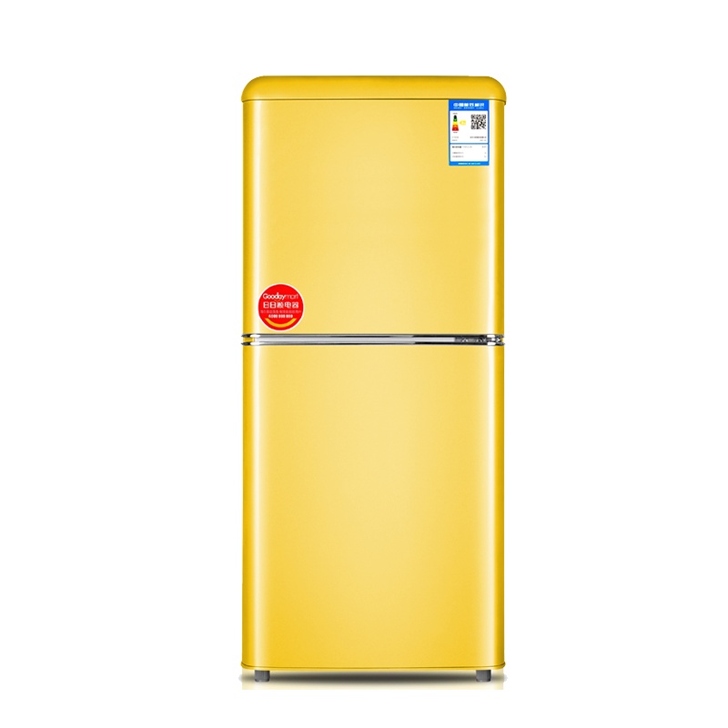 夏新(AMOI) BCD-90A132柠檬黄 90L 小型迷你家用双门宿舍冷冻冷藏复古电冰箱节能轻音