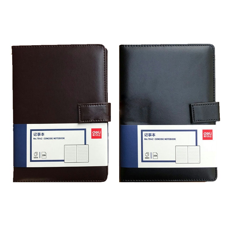 得力(deli)7942皮面记事本25K/120页 插口笔记本 喷边软皮日记本子 会议本 办公用品 笔记本/记事本