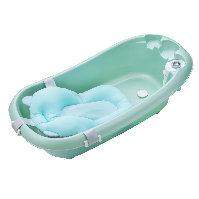 DuDi/青蛙嘟迪 婴童浴盆宝宝洗澡盆婴幼儿感温浴盆可坐可躺澡盆新生儿大号儿童沐浴盆配悬浮垫套装 绿色