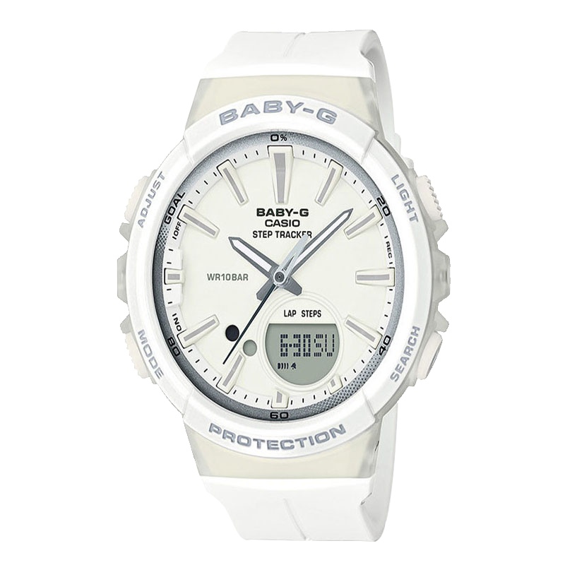 CASIO卡西欧 石英表 女 BABY-G系列防水潮流跑步运动记步计时时尚树脂女士表BGS-100-7A1