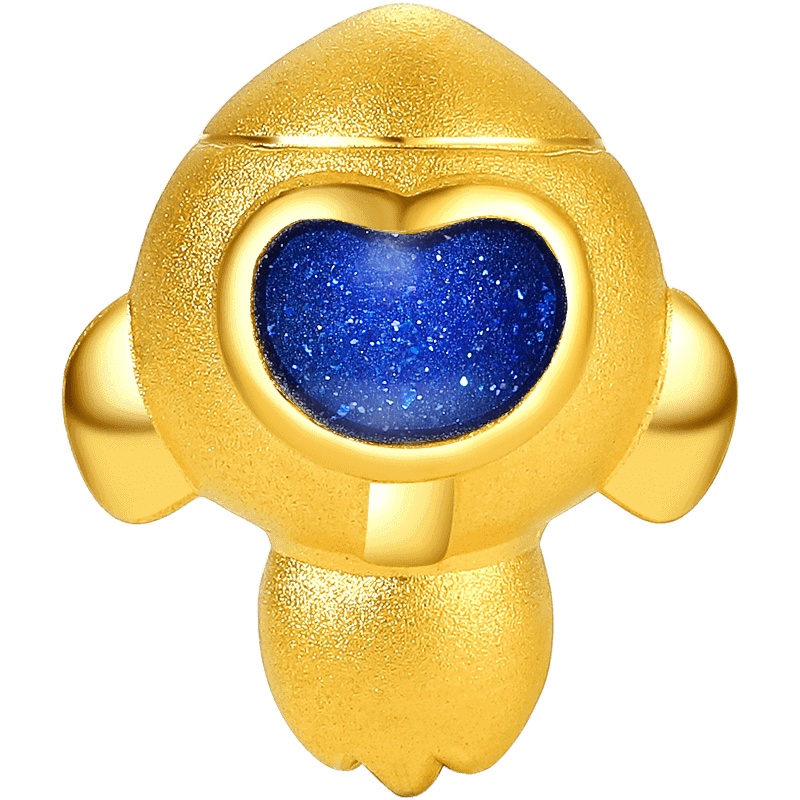 周大生黄金转运珠女太空主题可爱飞船立体硬金珐琅吊坠JOY系列