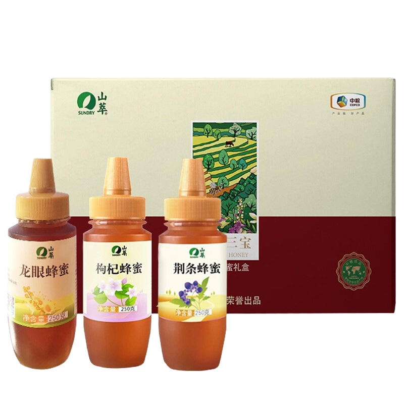 中粮福临门“山萃吉祥三宝”蜂蜜组合750g