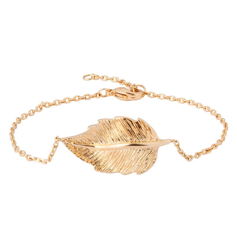 MYFD 手链女18K包金知性优雅系列一叶识你手链MYB18432GP