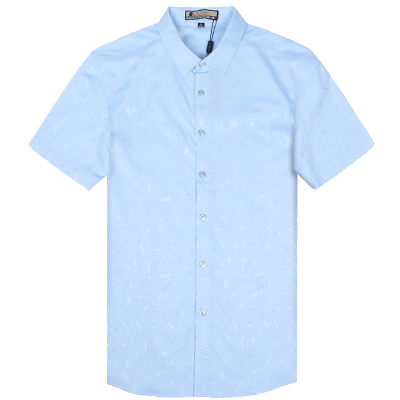 衬衫男修身休闲翻领衣服男士短袖纯色夏季薄款衬衣上班族商务装潮