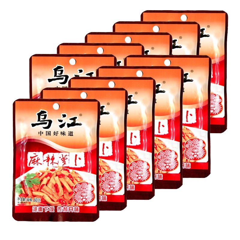 乌江 麻辣萝卜60g*10 重庆涪陵榨菜酱菜下饭小菜 佐餐咸菜开味菜 早餐泡面开味好搭档