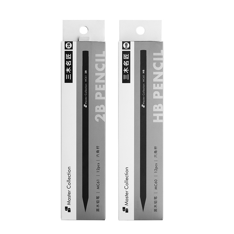 三木(SUNWOOD)名匠高端黑木铅笔2b铅笔小学生用hb无铅毒安全儿童幼儿园带橡皮头的铅笔黑色答题卡2比素描铅笔书写笔