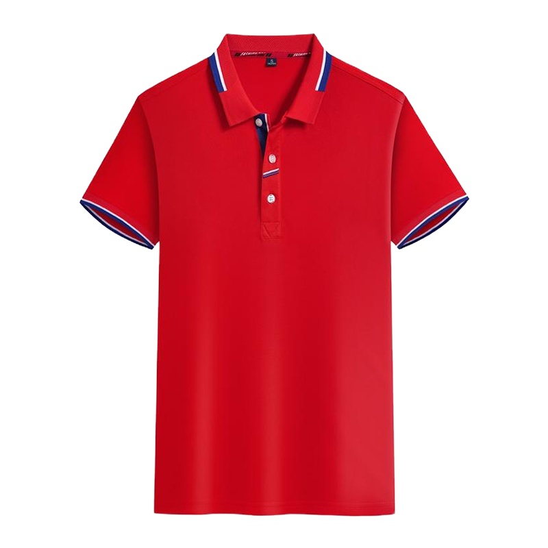 提花间色翻领短袖T恤 HH801