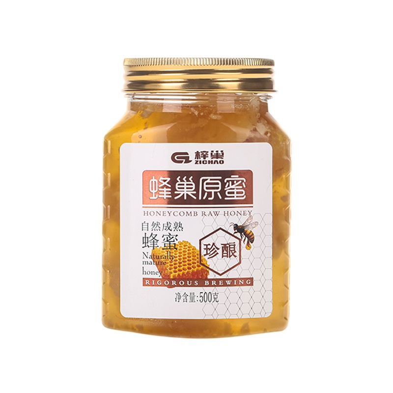 苏宁自营梓巢(Zi Chao)蜂蜜蜂巢原蜜 自然成熟蜂蜜 自然结晶 添加原蜂巢的蜂蜜 野生自产蜂蜜瓶装500g