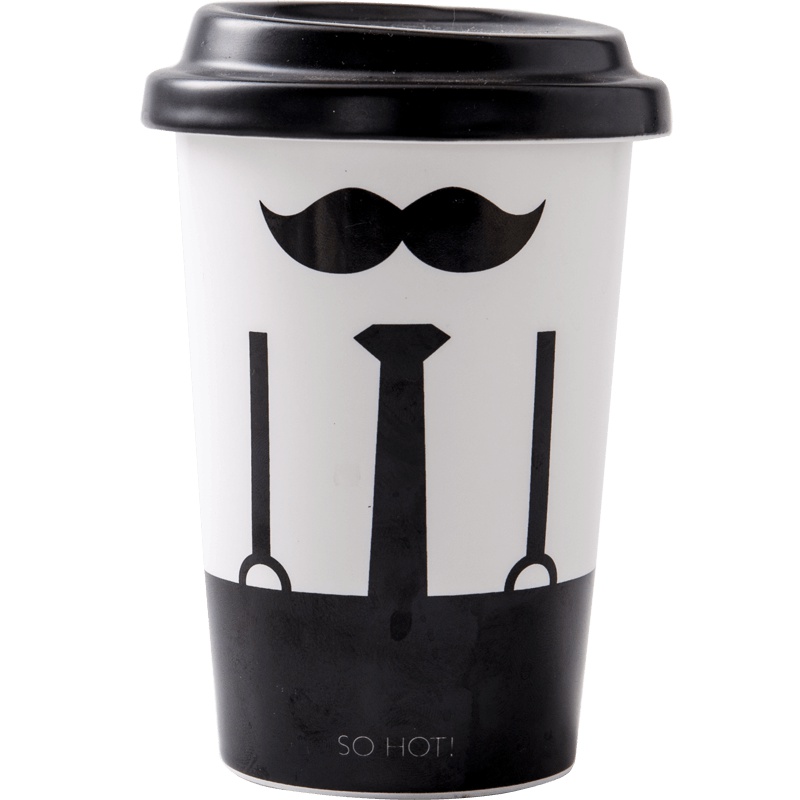 瓷魂 创意个性陶瓷马克杯情侣奶茶咖啡杯带盖水杯办公室喝水杯子 魅力小胡