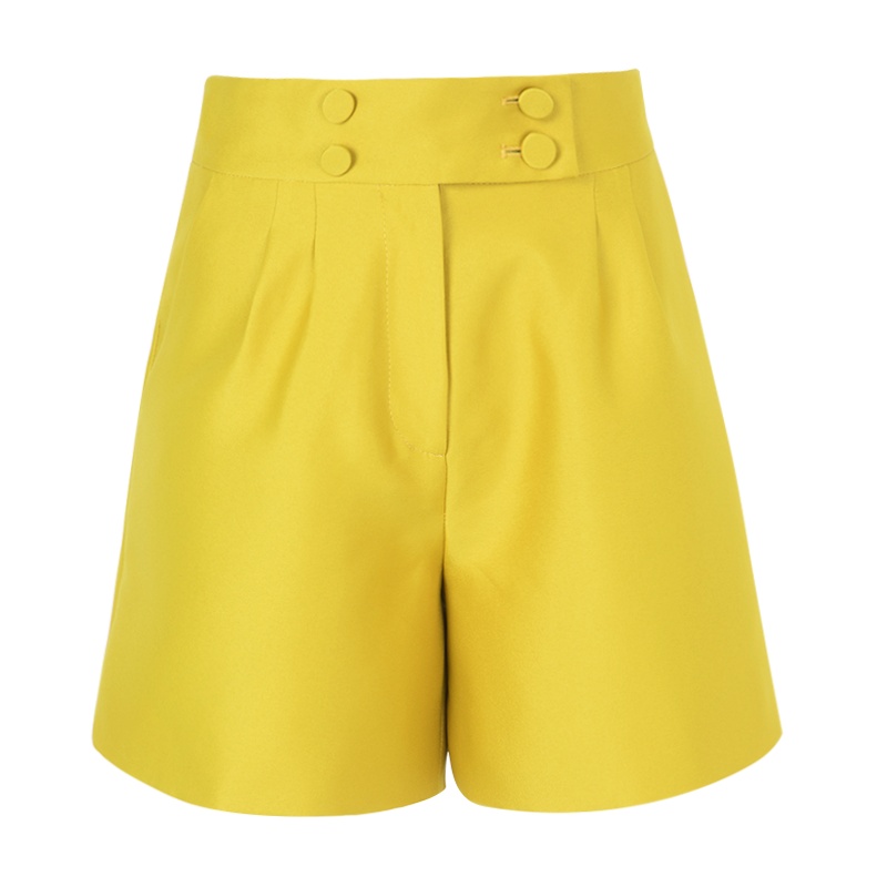 晚白 新品减龄休闲百搭简约纯色高腰阔腿裤A字短裤休闲裤女