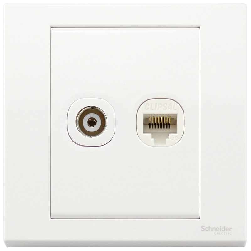 施耐德电气（Schneider Electric）开关插座 电视+电脑插座 网络网线 墙壁面板 如意 白色
