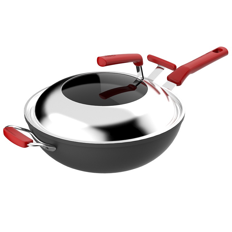 爱仕达麦饭石色不粘锅炒锅油你控燃气灶适用家用平底锅电磁炉通用32CM