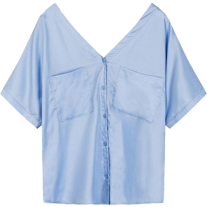 拉夏贝尔夏季女装新韩版百搭显瘦港风复古休闲V领衬衫女_710 S建议(80斤-105斤) 白色