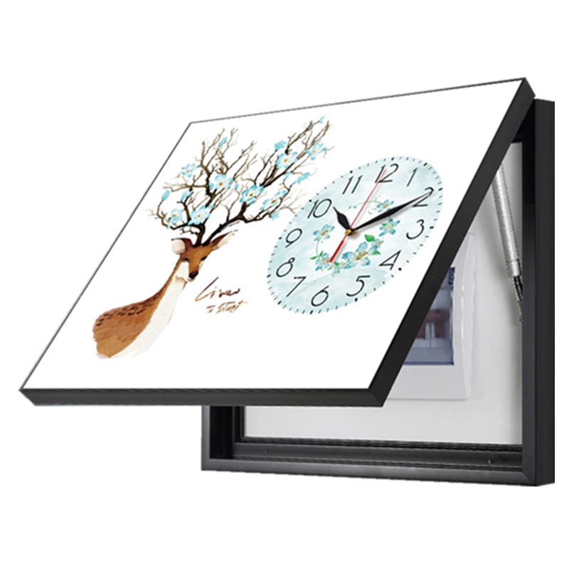 电表箱装饰画免打孔带钟表北欧墙画遮挡箱配电箱电闸盒总开关挂画