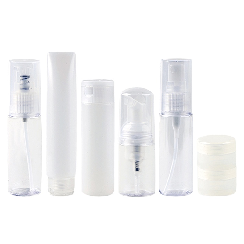 苏宁极物 旅行用7件套分装瓶 迷你套装按压式洗水按压喷雾大容量小化妆品便携盒装7件套50ml 七件套