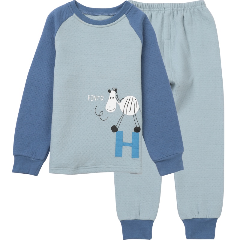 小红豆儿童秋衣秋裤套装加厚保暖内衣套装男童三层夹棉空气层循环锁温内衣套装