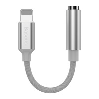 倍思 苹果耳机转接头iphone手机转接线通用音频U盾转接口L3.5 iP转3.5mm母座转接头白色CALL3-02
