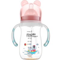 贝斯比/bassby 奶瓶ppsu材质耐摔宽口径宝宝防胀气新生婴儿奶瓶硅胶奶嘴240ml/粉红色