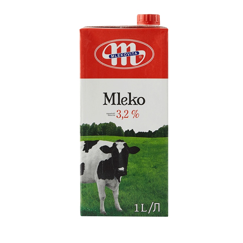 妙可(Mlekovita)全脂牛奶1L*12盒 波兰进口 纯牛奶 学生牛奶 箱装奶 UHT