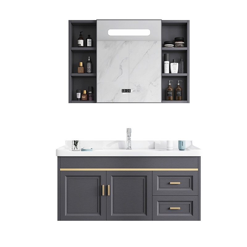 爱家生活 轻奢浴室柜太空铝卫生间洗手盆柜组合洗脸盆洗漱台智能镜卫浴家具洗手柜
