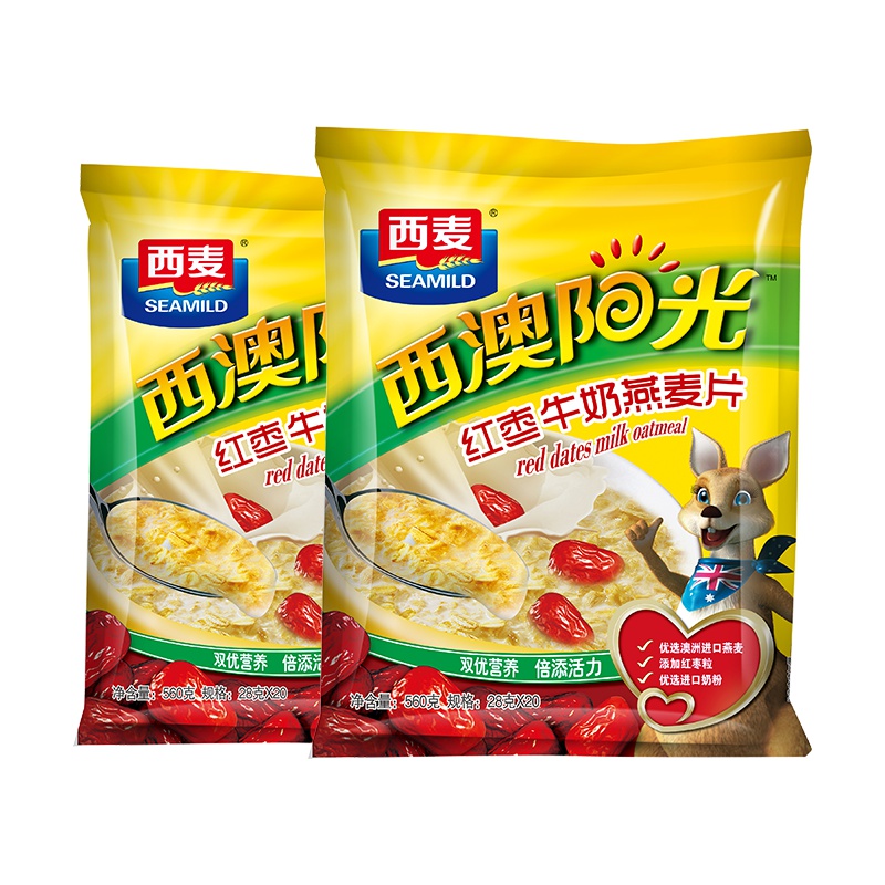 西麦 红枣牛奶营养燕麦片560g*2袋 即食免煮独立小包装 28g*40小袋