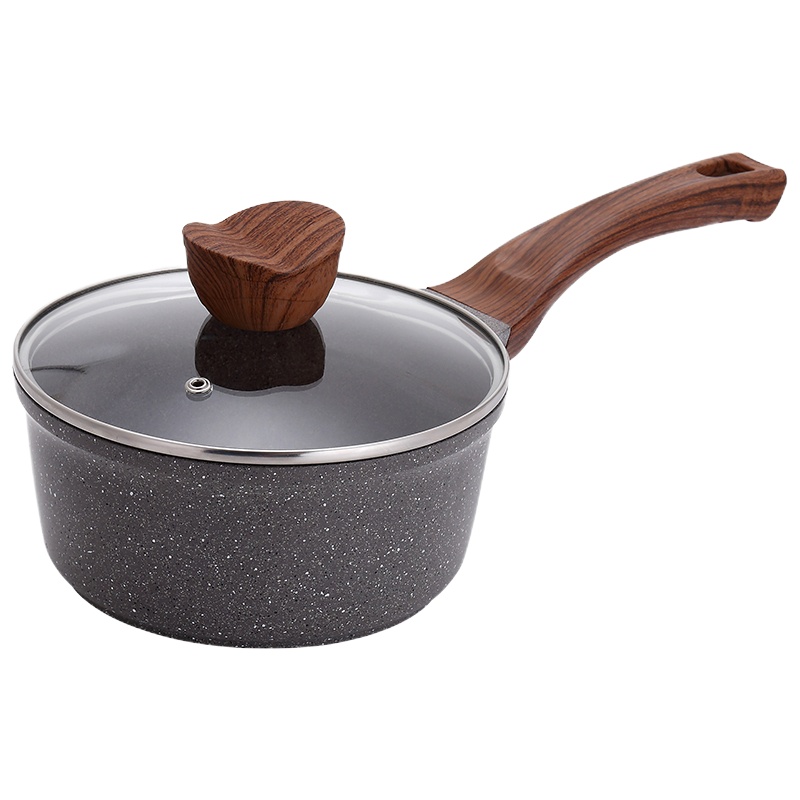 美厨 MCN551 奶锅不粘锅麦饭石色小汤锅18cm 泡面锅煮奶锅婴儿辅食锅 棕色 （单位：个）