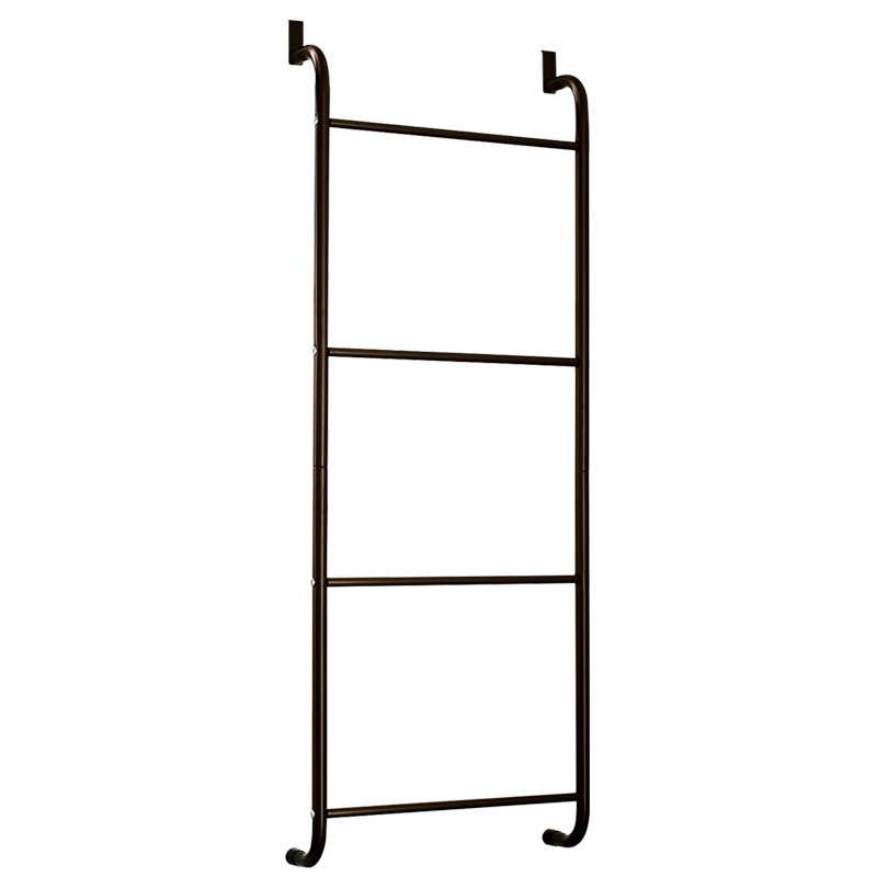 欧润哲 棕色挂衣架 梯形家用浴室房间门后挂架 免钉门背式衣服毛巾收纳架浴室置物架