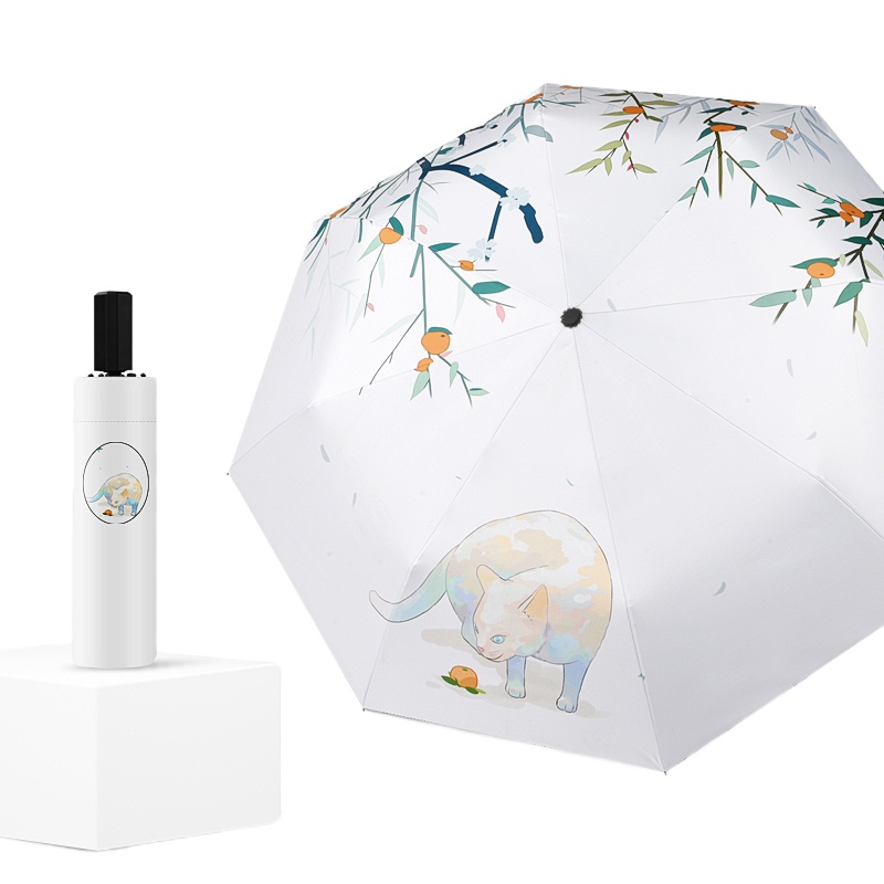 全自动雨伞晴雨两用女可爱小巧纳丽雅便携五折遮阳伞防晒太阳伞 夏-手动三折款