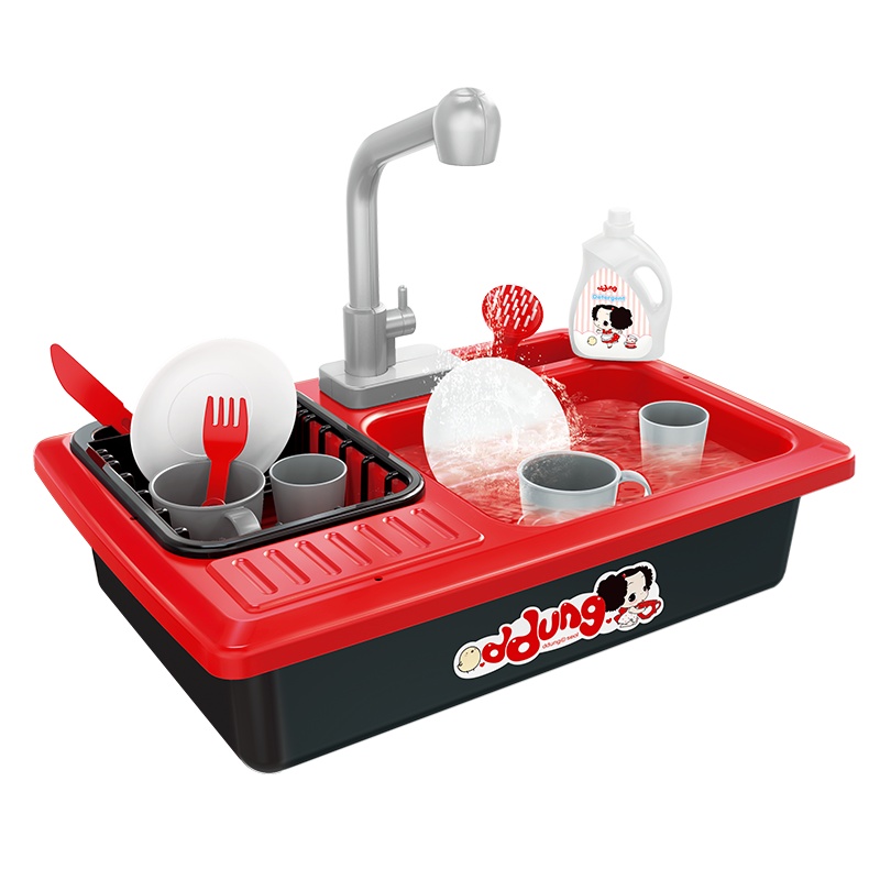 冬己洗碗盆儿童过家家厨房仿真玩具套装男女孩小洗衣机电动戏水槽FD516