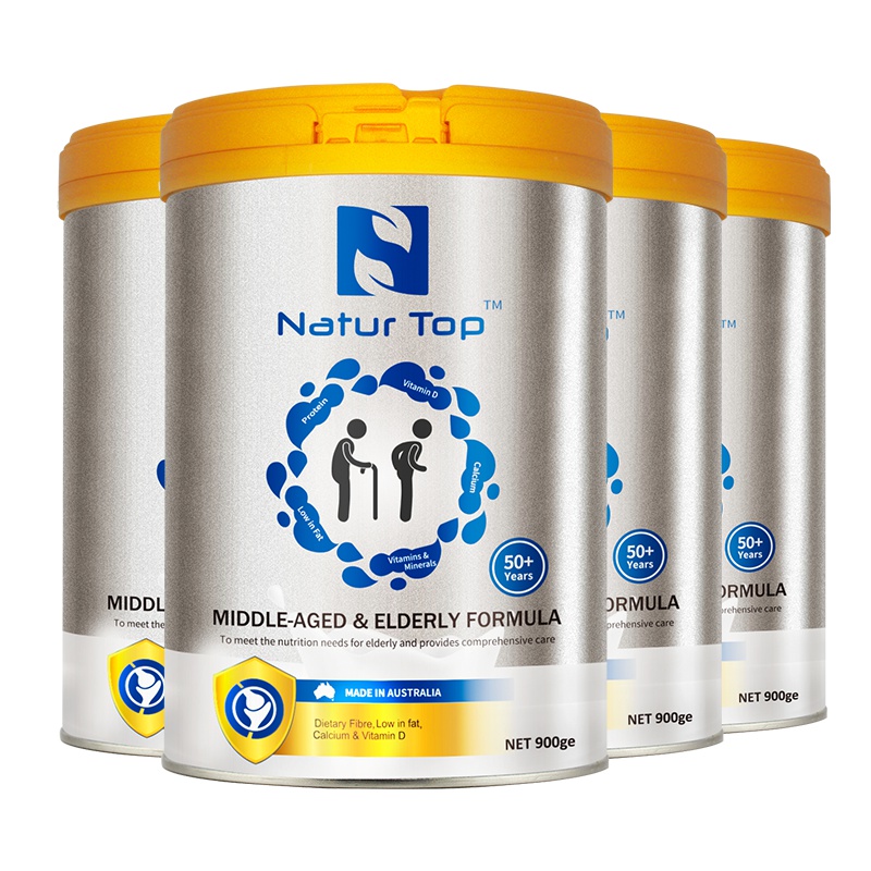 澳洲原装进口 诺崔特(Natur Top) 中老年成人奶粉 脱脂高钙高蛋白多维牛奶粉(无蔗糖) 900g*4罐装
