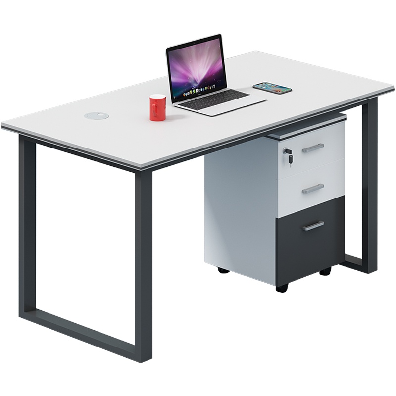 创世人 办公家具办公桌单人含柜钢架桌子简约职员写字台办公桌员工电脑桌工位桌1.5米