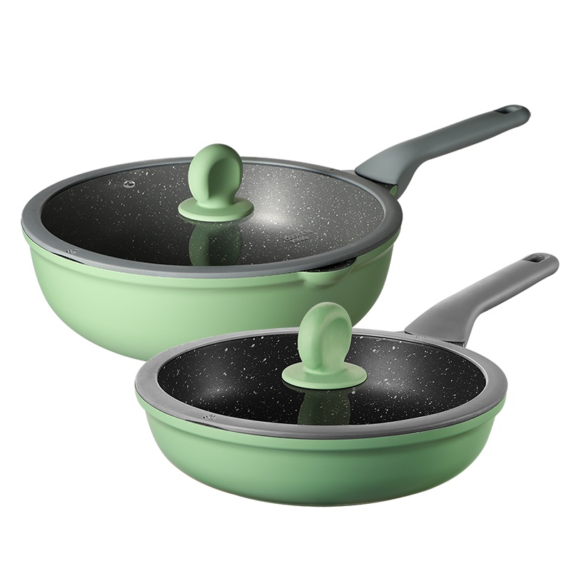 炊大皇竹青石不粘两件套炒锅煎锅TZCJ02ZQ