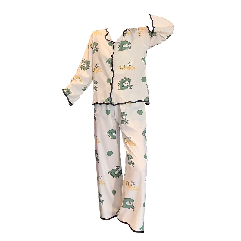 苏宁宜品套装家居服 冰丝长袖薄款情侣睡衣