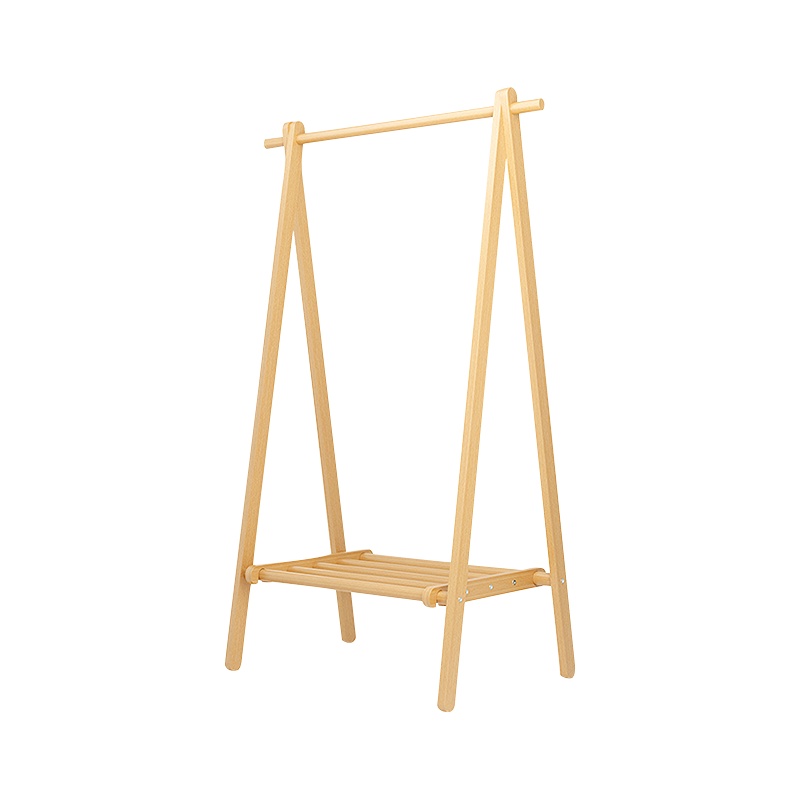 尔迈简易落地室内简约衣帽架欧式带裤架挂衣架晾衣服架 原木色A型