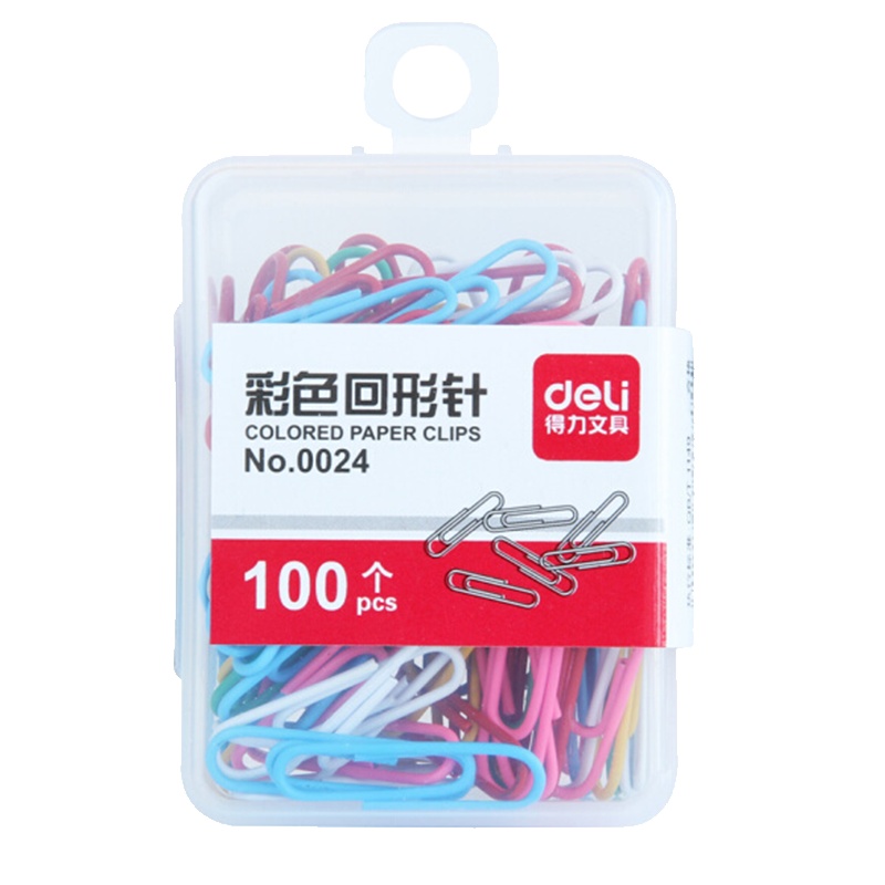 得力(deli) 0024 彩色回形针 多色混合 办公用品 10盒装