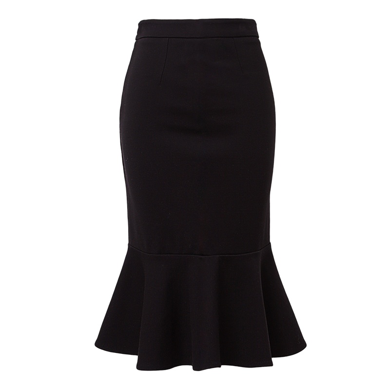 晚白2020春季新品简约通勤纯色休闲百搭高腰包臀显瘦鱼尾半身裙女