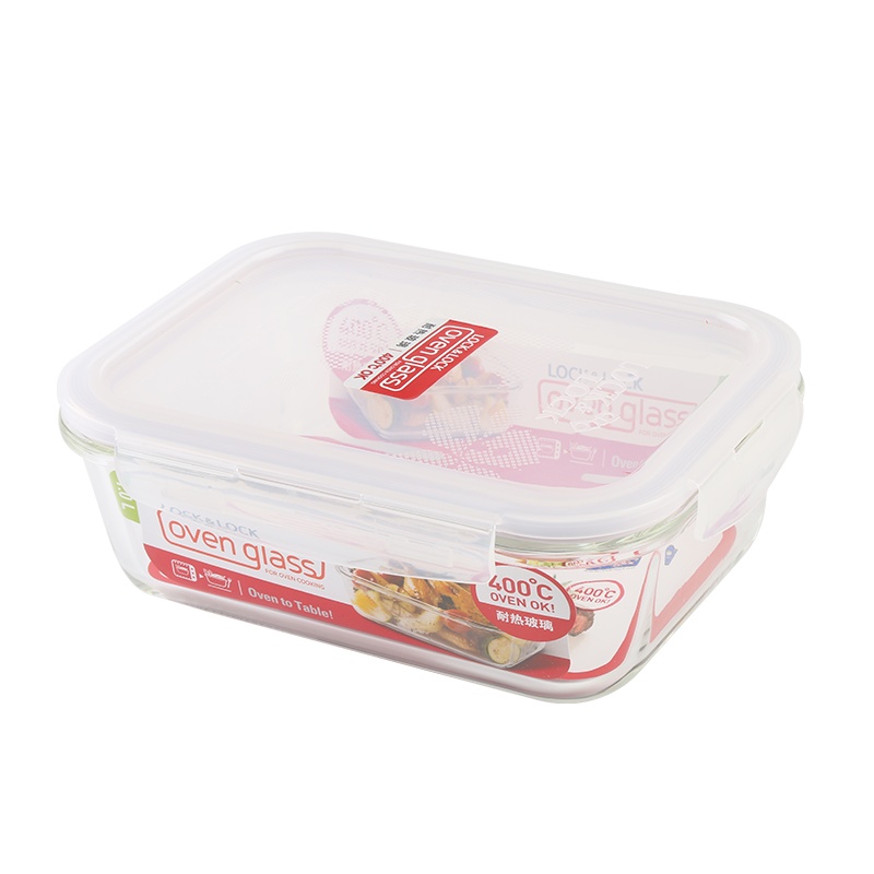 乐扣乐扣（LOCK&LOCK） 格拉斯耐热玻璃保鲜盒 微波炉烤箱便当盒 方形圆形饭盒 长方形LLG445 1L