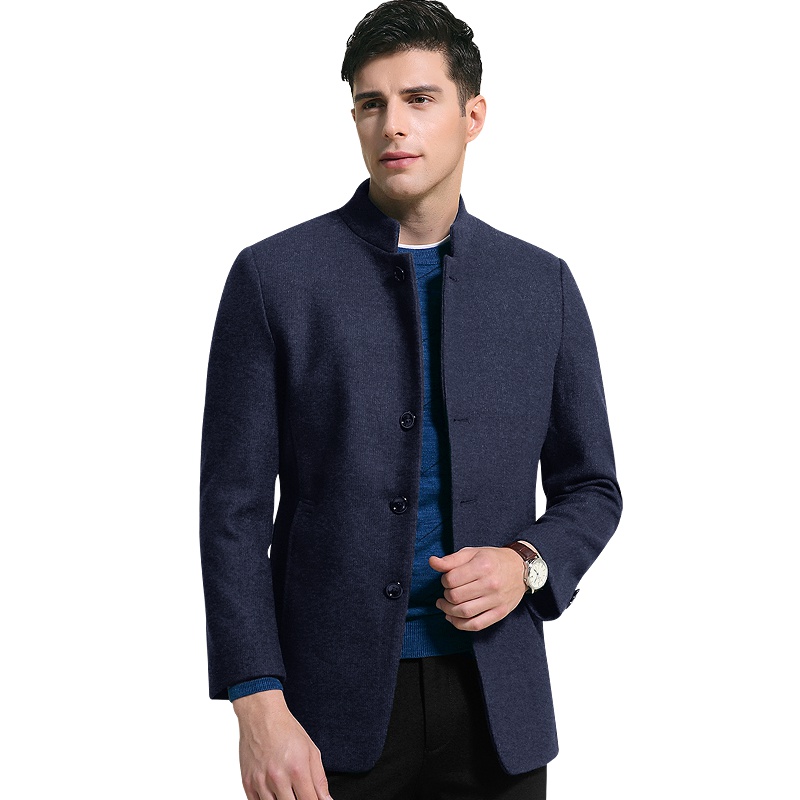 红豆男装 男士毛呢大衣 冬季商务休闲保暖立领毛呢大衣外套