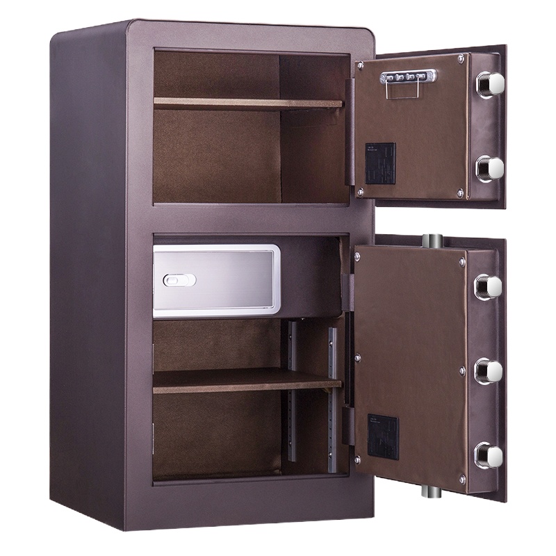 得力(deli)4108双层指纹保险柜电子密码保管箱防盗80cm
